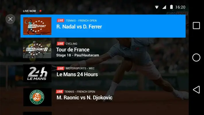 Eurosport Player android App screenshot 4